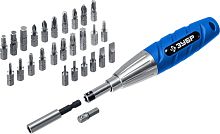 Отвертка динамометрическая Зубр 64020 со шкалой, регулируемая, 1-4 Нм, 26 бит в наборе с адаптер  картинка